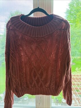 Aakaa Chunky Cable Knit Turtleneck Sweater - Brown